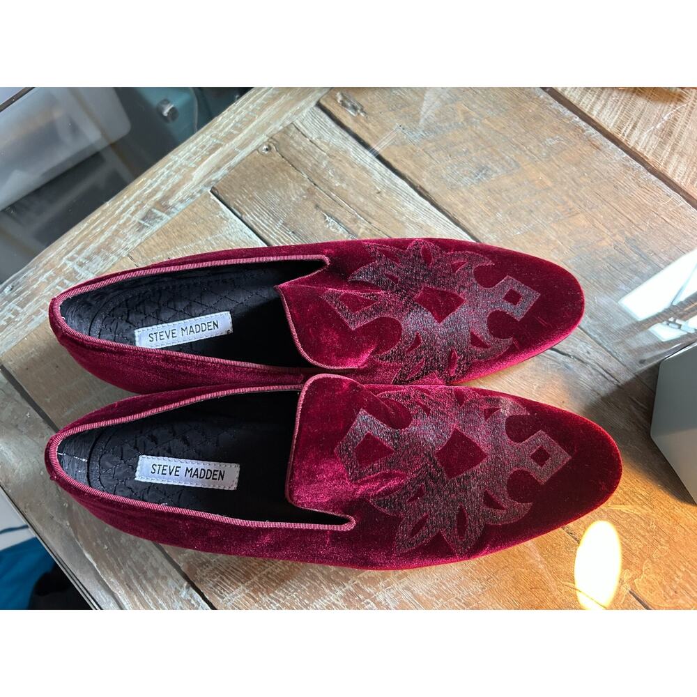 Steve Madden Velvet Loafers 13 Burgundy Red Mens Lorax Shoes
